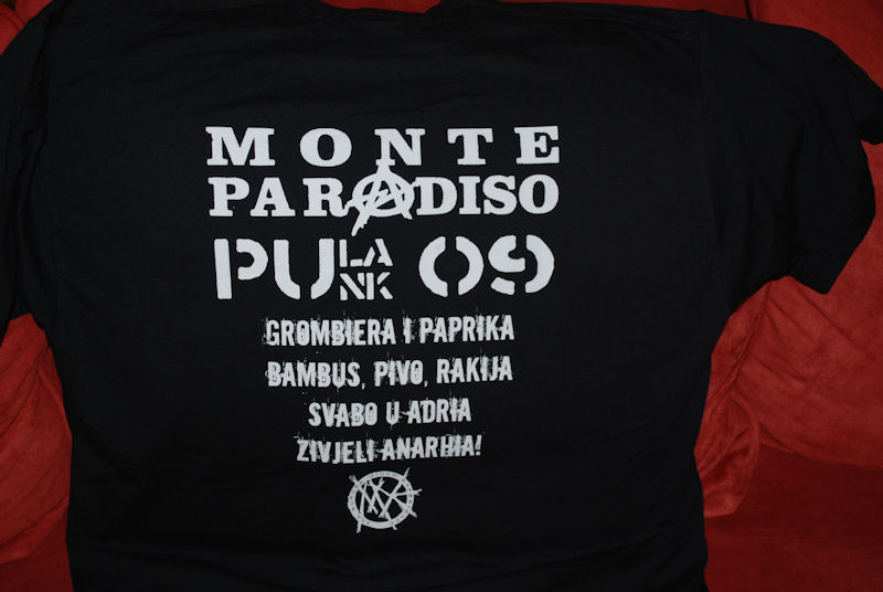 Backprint  will be only available at the 2009 Monte Paradiso FestivalOnly on black. Available sizes Guys S, M, L,  XL